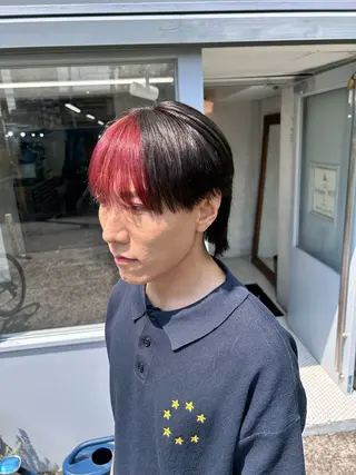 ミディアム カラー メンズ 岩城 滉成のヘアスタイル