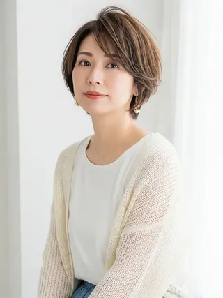 ショート カラー 白髪ぼかし/ショート MAEKAWAのヘアスタイル