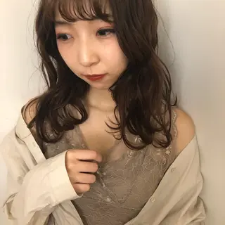 セミロング カラー パーマ 髪質改善/レイヤー/ お顔まわり/Ami.のヘアスタイル