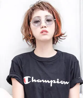 ショート ミディアム カラー パーマ THE USUAL ユージュアルのヘアスタイル