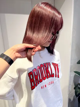 ミディアム カラー オタク美容師🛍/ 酸性ストレート/艶髪のヘアスタイル