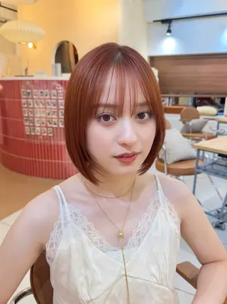 ショート 🧡ボブ/うる艶カラ ー🩵　さくら🌸のヘアスタイル