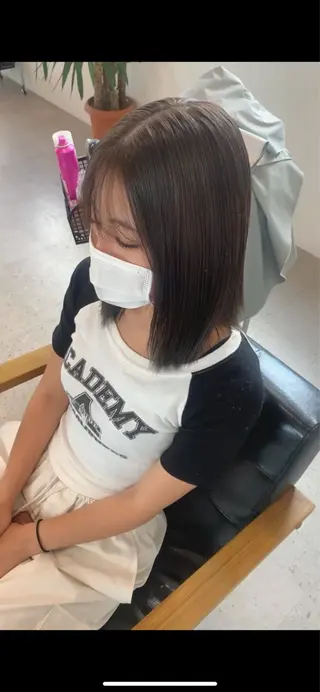 ミディアム カラー Agu peachのヘアスタイル