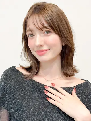 ミディアム カラー パーマ miho 🫧sheerカラーのヘアスタイル