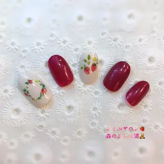 ネイル ショートネイル 森のさんぽ道のネイルデザイン