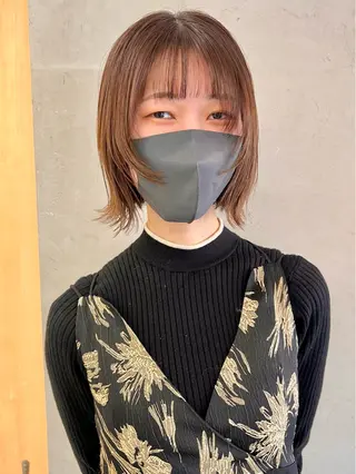 ショート 曲がる縮毛矯正 バレイヤージュ森田のヘアスタイル
