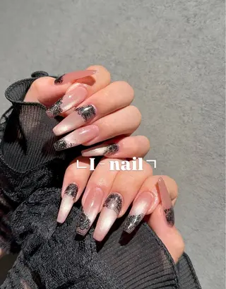 ネイル I-nailロング /ワンホン/キラキラのネイルデザイン