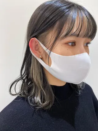 セミロング カラー レイヤーカット/ ハイライト 千咲季のヘアスタイル