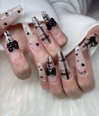 ロング 波 なみのネイルデザイン