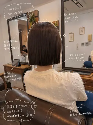 ショート カラー ボブ/地毛風縮毛矯正 茉青🤍新宿代々木のヘアスタイル