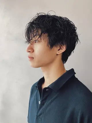 ショート カラー メンズ ボブパーマコテ巻き風 パーマNo1深江秀平のヘアスタイル