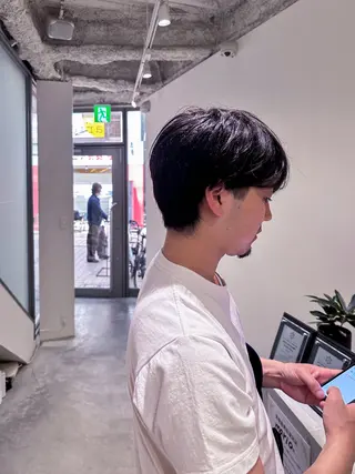 ミディアム パーマ 松岡 陸弥のヘアスタイル