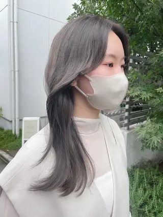 セミロング カラー 顔周りカット 【オノザワリョウ】のヘアスタイル