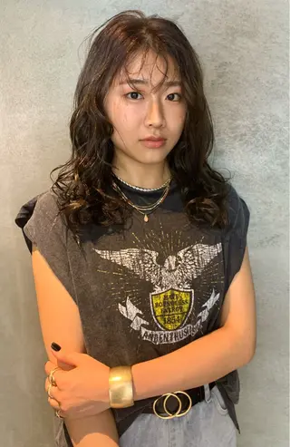 ロング パーマ 名竹聖治/透明感 カラー/縮毛矯正のヘアスタイル