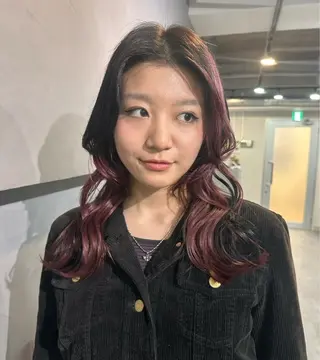セミロング 【ピンク/ラベンダー 】mao🐩💜のヘアスタイル
