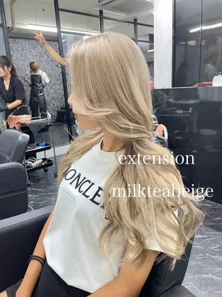 ロング カラー エクステ🩵ブリーチ 韓国ヘア🩵KAEのヘアスタイル