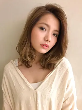 ミディアム カラー パーマ ヘアアレンジ 髪質改善/縮毛矯正/ ボブ/槌矢圭悟のヘアスタイル