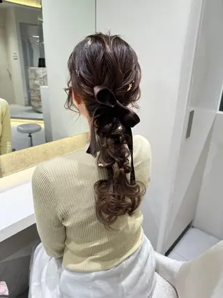 ロング ヘアアレンジ ヘアセット/レイヤー 赤み消し/はるかのヘアスタイル