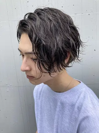 ミディアム パーマ メンズ 当日予約⭕️ 太田のヘアスタイル