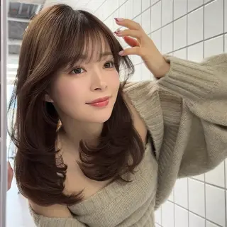 セミロング 韓国ヘア🤍🇰🇷 ‪🫶🏻吉満のヘアスタイル