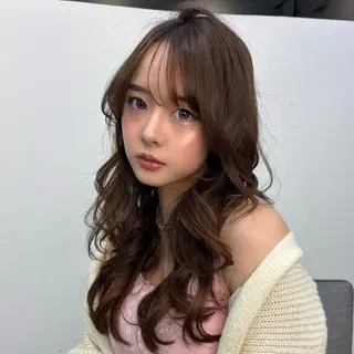 ロング カラー 前髪カット/韓国/ モモカ🎀のヘアスタイル