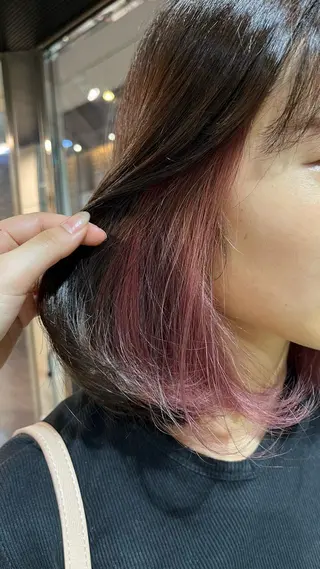 セミロング カラー ボブ/暖色カラー コウボヒカルのヘアスタイル