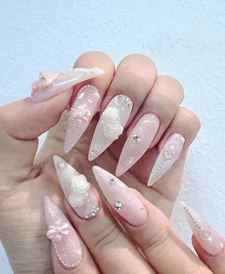 ロング 波 なみのネイルデザイン