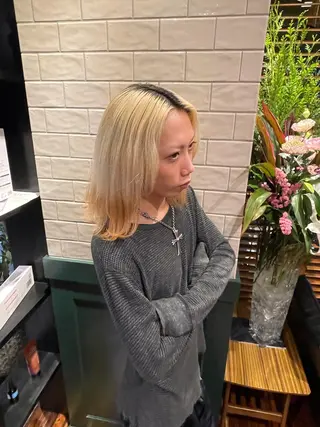 セミロング カラー メンズ 外国人風レイヤー パーマYukiのヘアスタイル