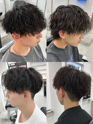 ショート カラー パーマ ヘアアレンジ メンズ 亀井隆汰/メンズ専門 パーマ/フェード可のヘアスタイル