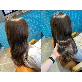 カラー 🩵盛れる顔周り/ 艶カラーemi🩵のヘアスタイル