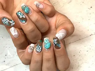 ネイル 韓国/ワンホン/長さ 出しつけ放題🎀のネイルデザイン