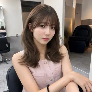 ミディアム カラー 🎀レイヤー×透明感 ×髪質改善🎀米田のヘアスタイル
