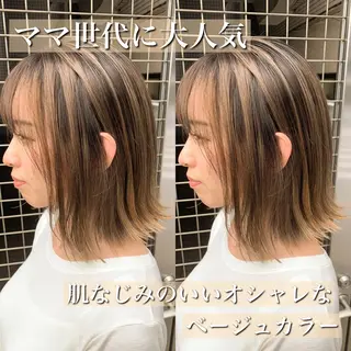 ミディアム カラー 白髪ぼかしハイライト 茗荷谷駅徒歩2分のヘアスタイル