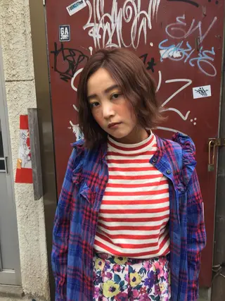 ショート ミディアム セミロング カラー パーマ ヘアアレンジ 🥛洒落髪小顔cut なら龍崎🥛のヘアスタイル
