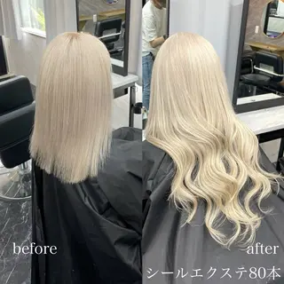 ロング カラー エクステ🩵ブリーチ 韓国ヘア🩵KAEのヘアスタイル