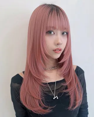 セミロング カラー ハイトーン/ウルフ /レイヤー/坂野幸伸のヘアスタイル