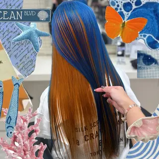 ロング カラー ヘアアレンジ 🌈くれは🎨デザイ ン🌟ダメージレスのヘアスタイル