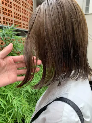 ミディアム カラー ボブパーマコテ巻き風 パーマNo1深江秀平のヘアスタイル