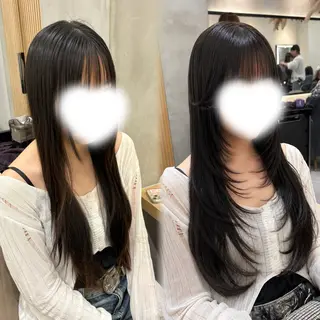 ロング ブリーチなしWカラー /レイヤー/設樂彩乃のヘアスタイル
