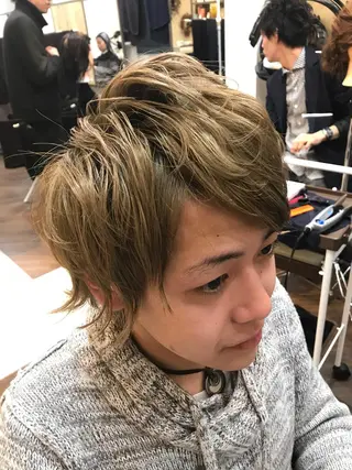 カラー パーマ メンズ 豊中駅3分eha レッスンモデルのヘアスタイル