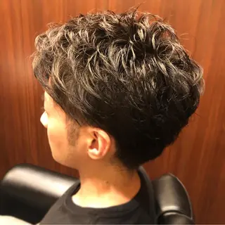 ミディアム パーマ メンズ 代表 武田晃英のヘアスタイル