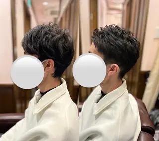 ミディアム 新宿💈カットモデル メンズカットのヘアスタイル