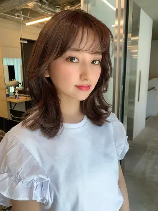 ミディアム カラー 透明感カラー✂︎ /縮毛矯正/YUKAのヘアスタイル