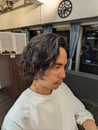 パーマ ミディアム メンズ アシスタント スタイリストのマツエク・マツパデザイン