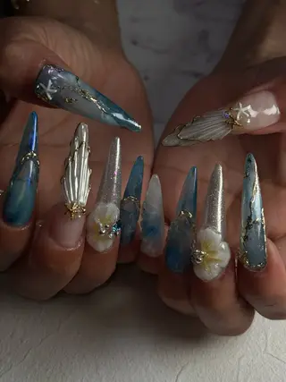 ロング Latte Nail 十三のネイルデザイン