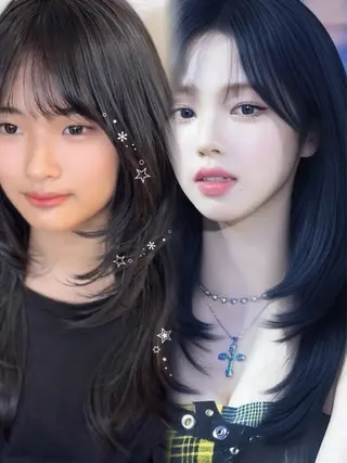 セミロング カラー 🤎韓国ヘア ベージュ まゆか🤎のヘアスタイル