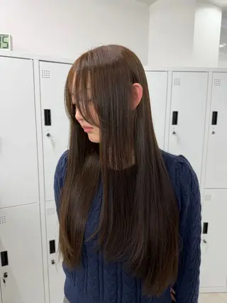 ロング タマシロカリン 艶カラー/レイヤーのヘアスタイル