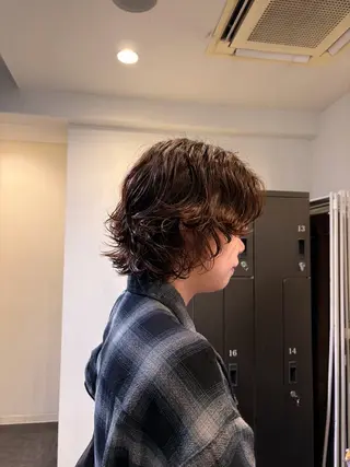 ミディアム パーマ 中川 蓮のヘアスタイル