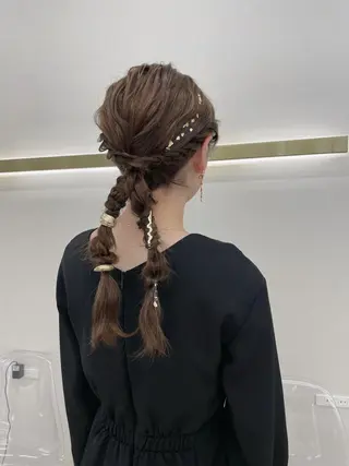 セミロング カラー ヘアアレンジ CARELLY Rukaのマツエク・マツパデザイン