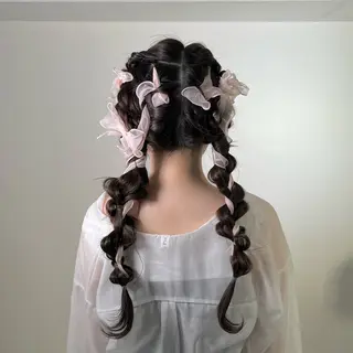 ロング ヘアアレンジ エクステ/ハイトーン /HARUNAのヘアスタイル
